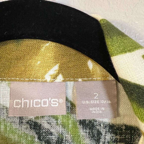 Chico's Zip-Front Tropical Print Linen Shacket Jacket Size 2 (12/14) - Picture 2 of 5